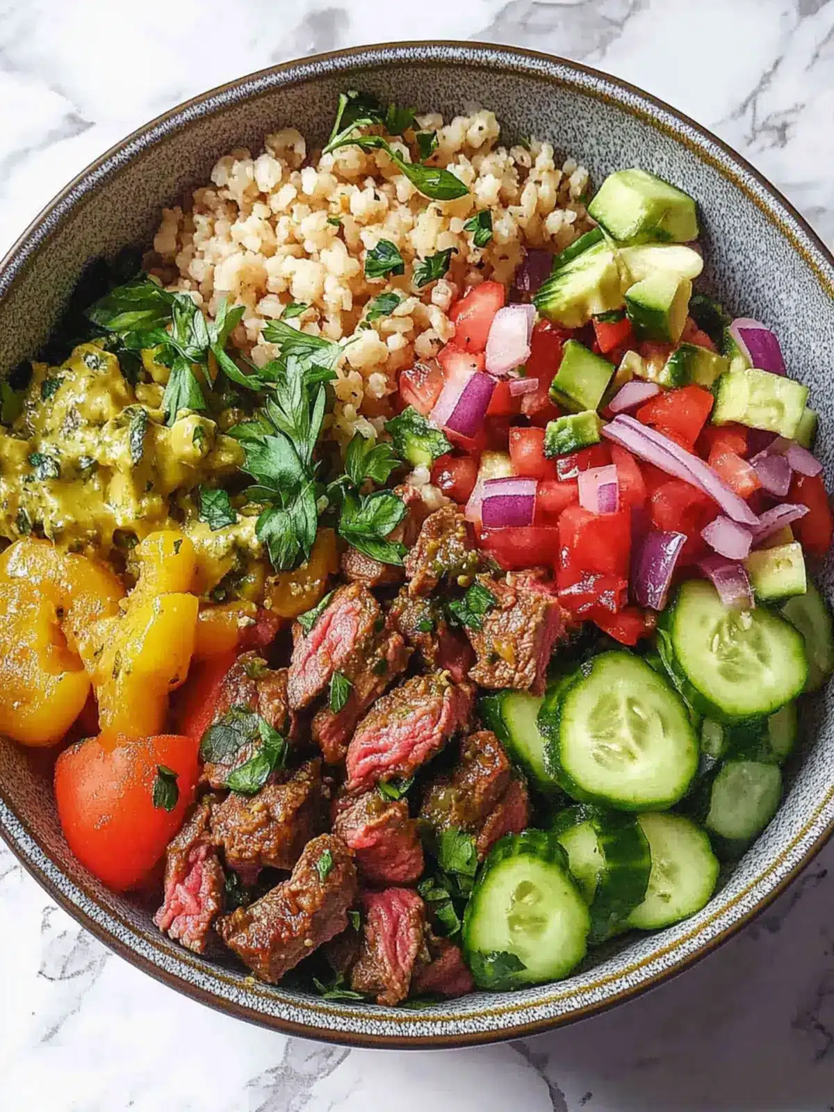 Quick & Easy Mediterranean Steak Bowl Recipe