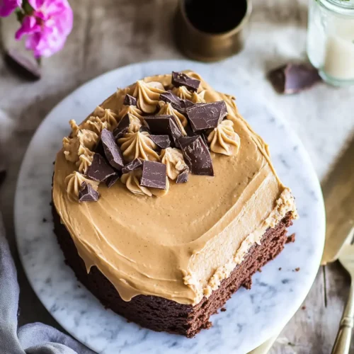 chocolate cake with peanut butter icing