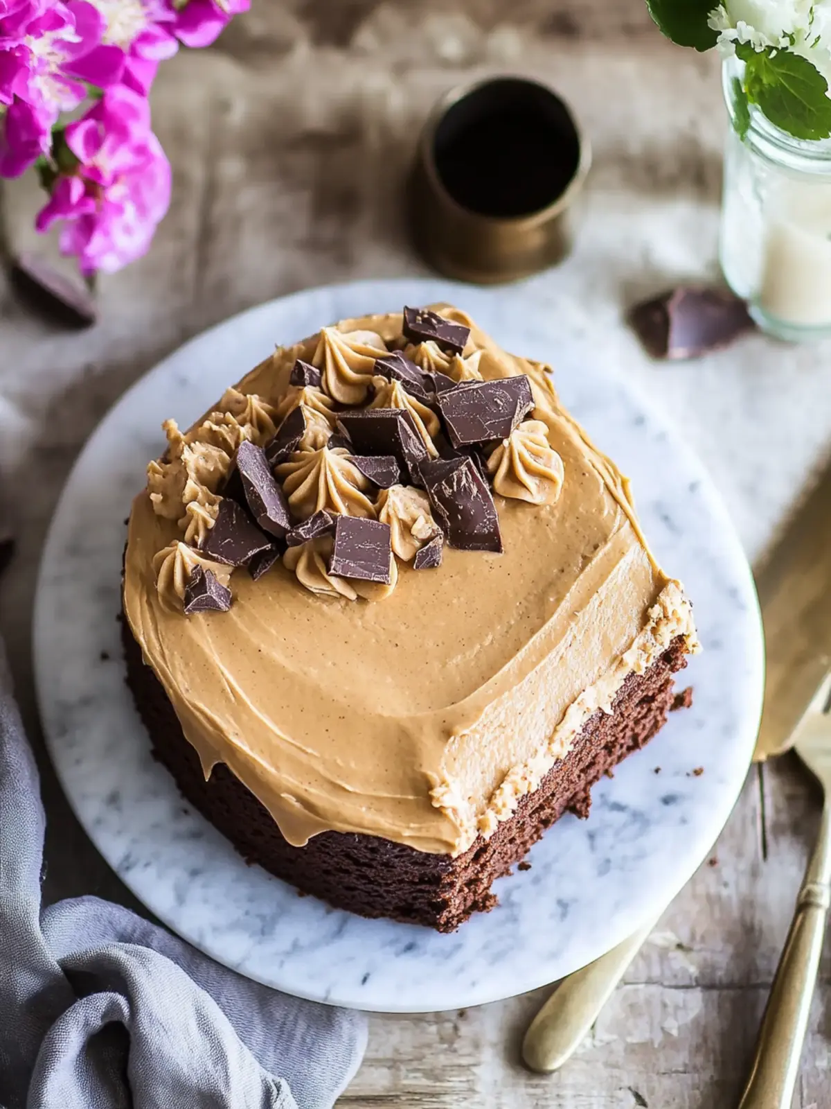 Delectable Chocolate Cake with Creamy Peanut Butter Icing