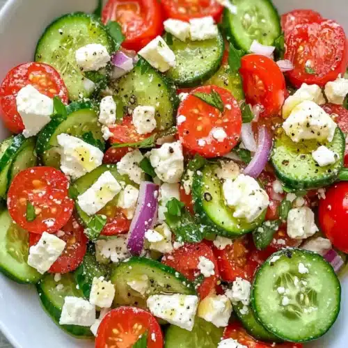 Quick & Healthy Cucumber Tomato Salad with Feta Cheese
