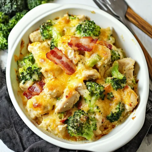Low Carb Chicken Casserole with Broccoli and Bacon