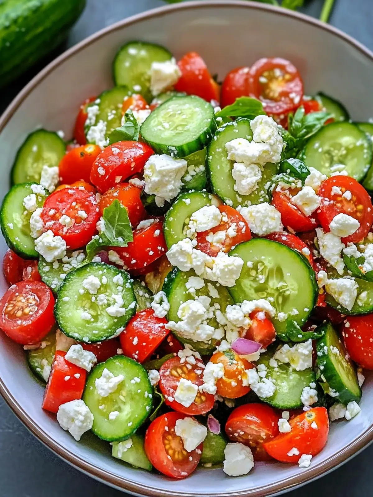 Quick & Healthy Cucumber Tomato Salad with Feta Cheese