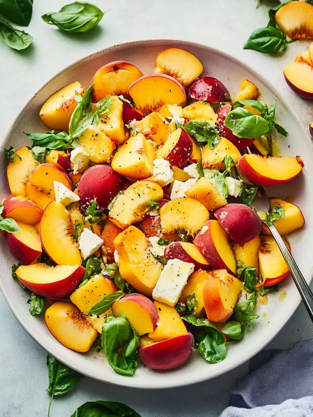 Fresh Peach Salad Recipe with Honey and Basil Bliss