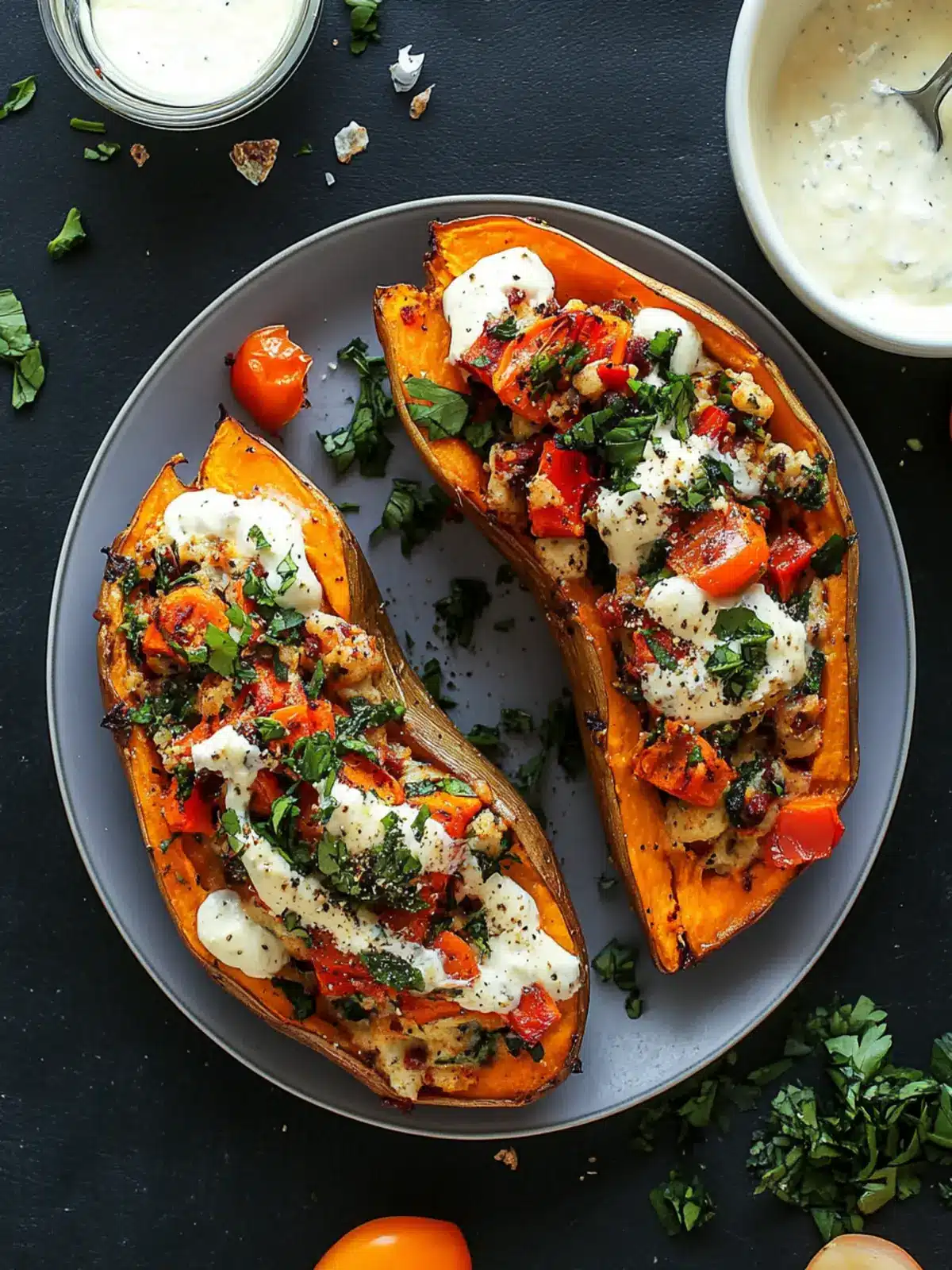 Mediterranean Stuffed Sweet Potatoes