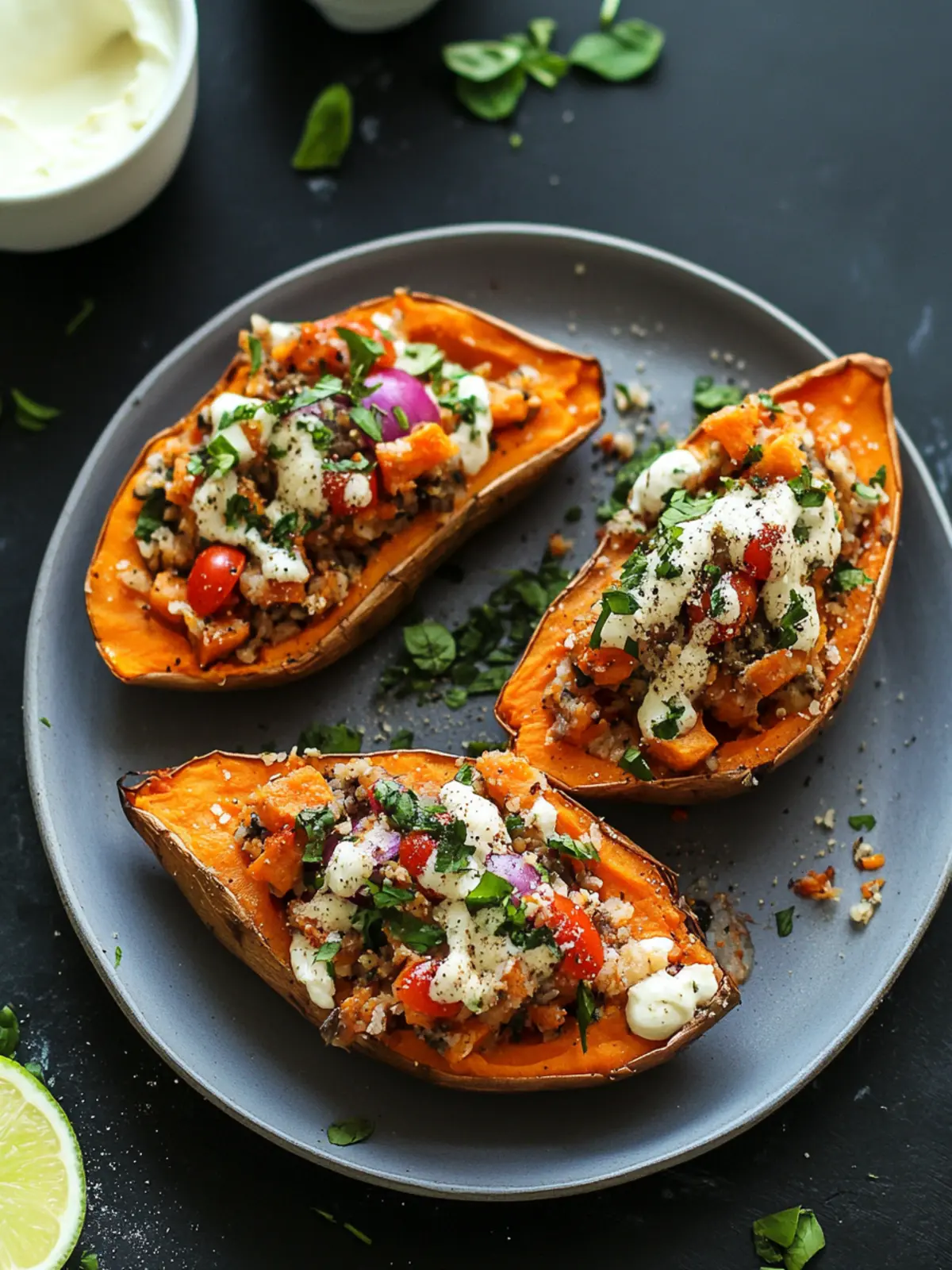 Mediterranean Stuffed Sweet Potatoes