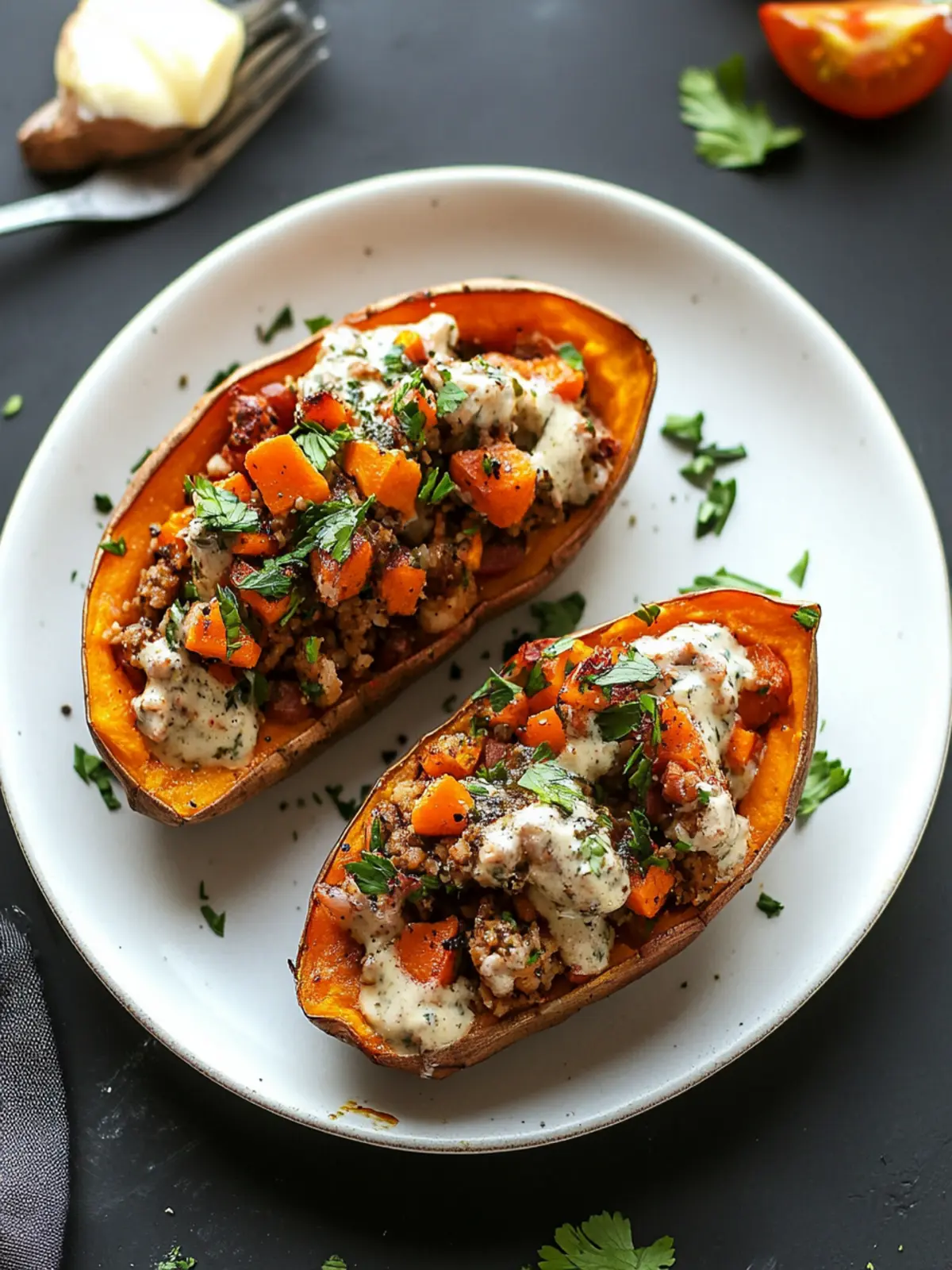 Mediterranean Stuffed Sweet Potatoes