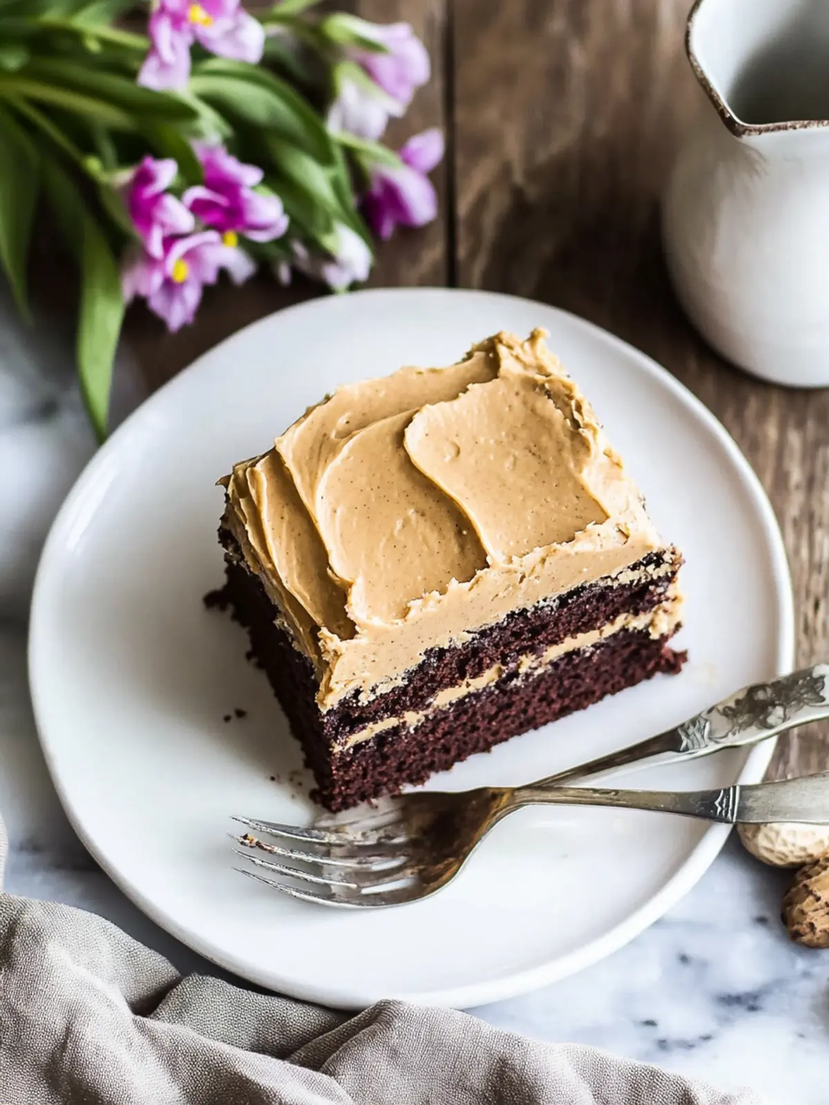 chocolate cake with peanut butter icing