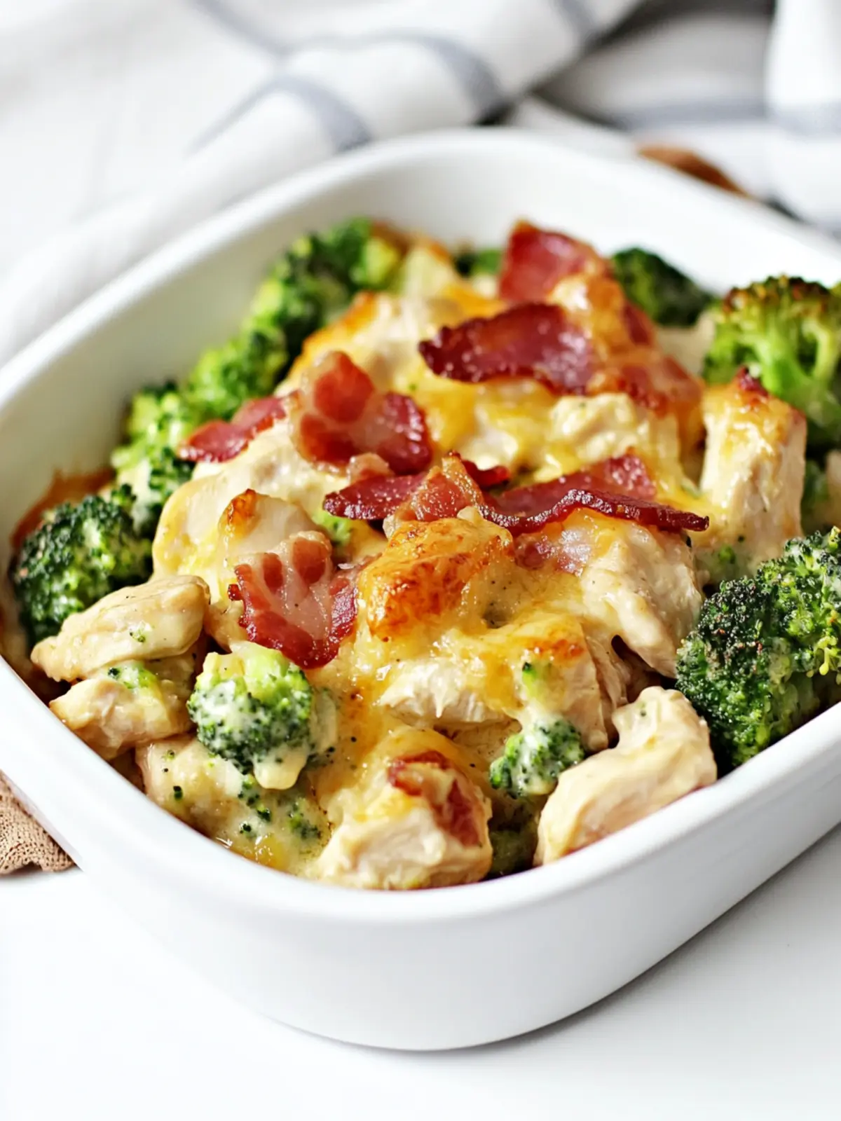 Low Carb Chicken Casserole with Broccoli and Bacon