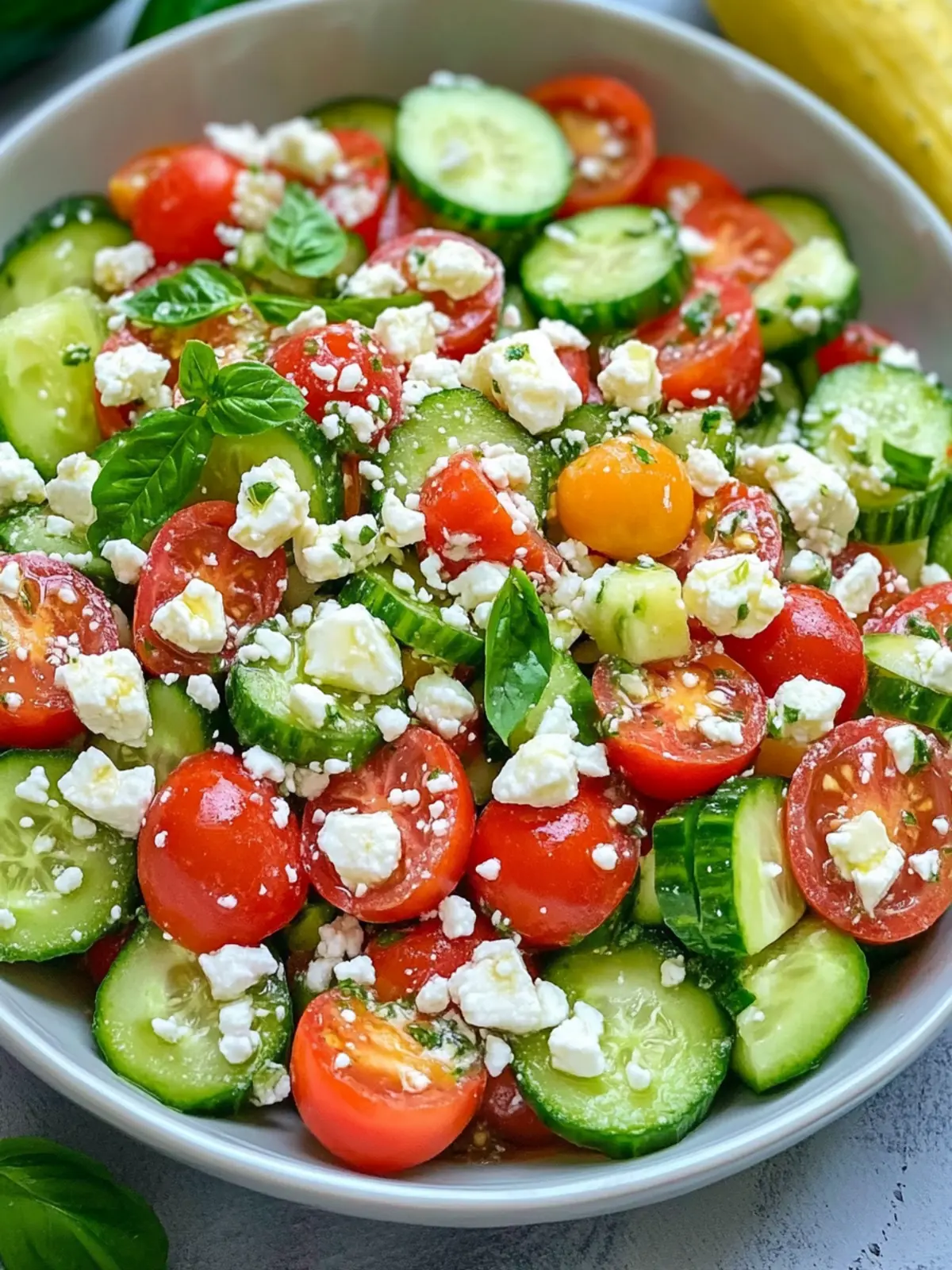Quick & Healthy Cucumber Tomato Salad with Feta Cheese