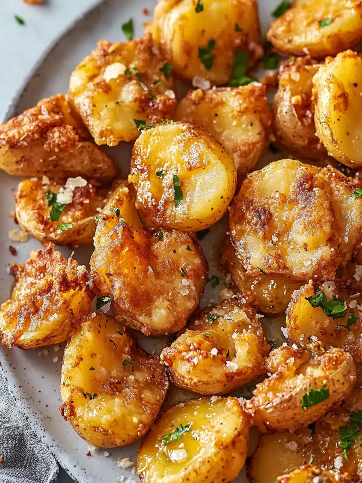 Crispy Smashed Potatoes with Garlic Butter