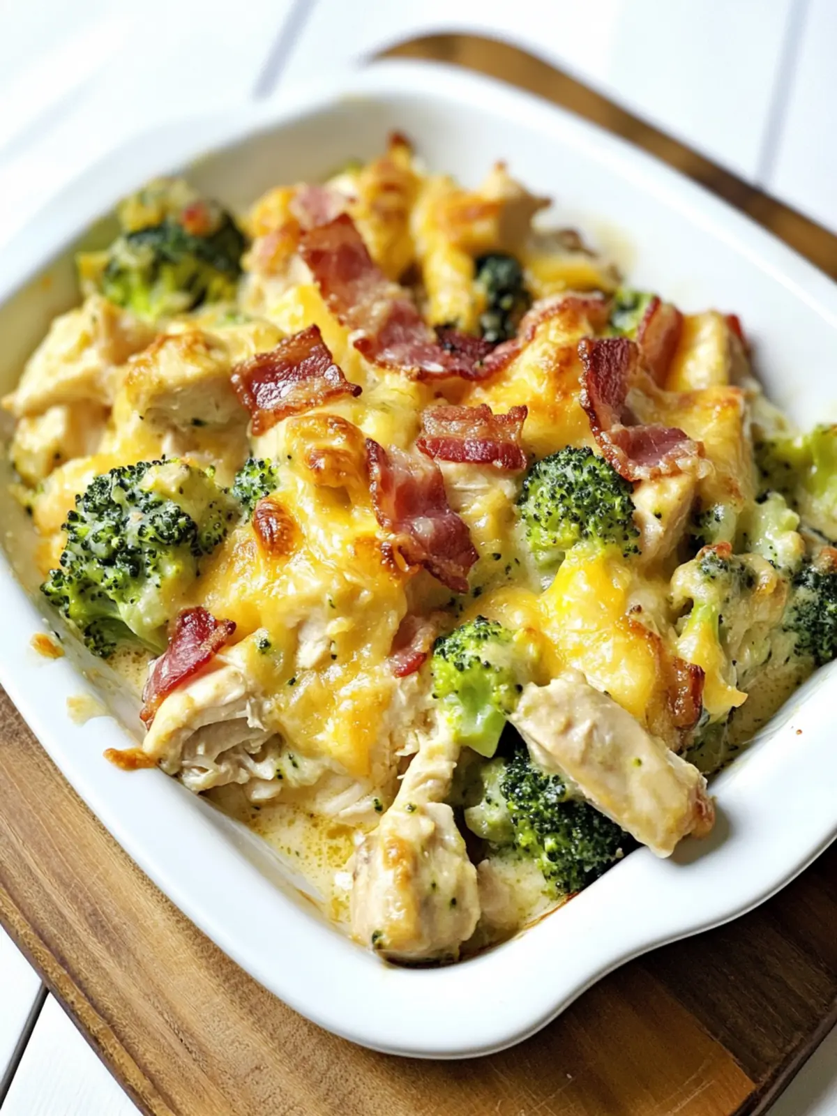 Low Carb Chicken Casserole with Broccoli and Bacon