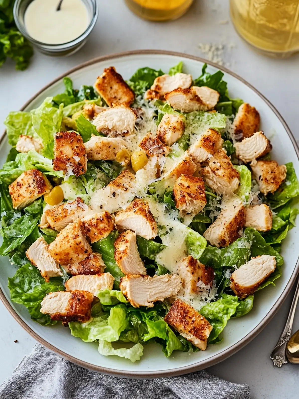 Ultimate Chicken Caesar Salad with Crunchy Homemade Croutons